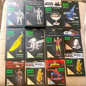 Lot of 12 Metal Earth 3D Model Kits Marvel Star Wars Terminator Premium Iconix